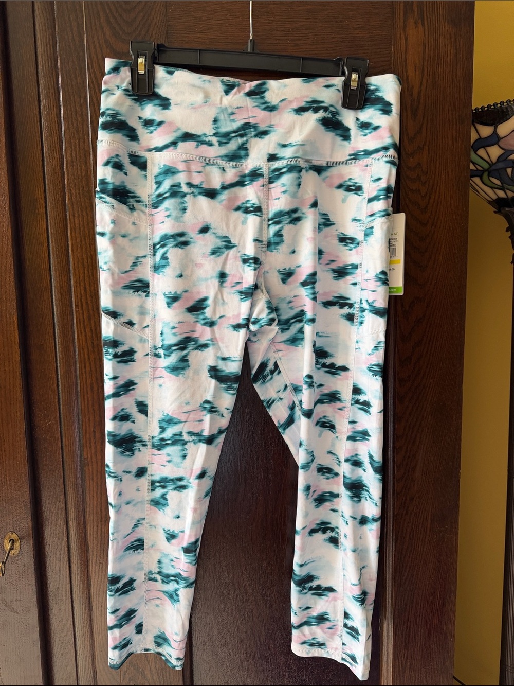 GAIAM White Teal Pink “Spencer Bright White”  Activeware “The OM” Leggings